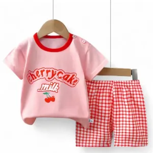 Completo Estivo a Maniche Corte con Stampa Cartone Animato per Bambini