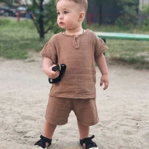 Ricevuto set di abbigliamento in cotone per bambini, T-Shirt e Shorts, dal cliente L*****a.
