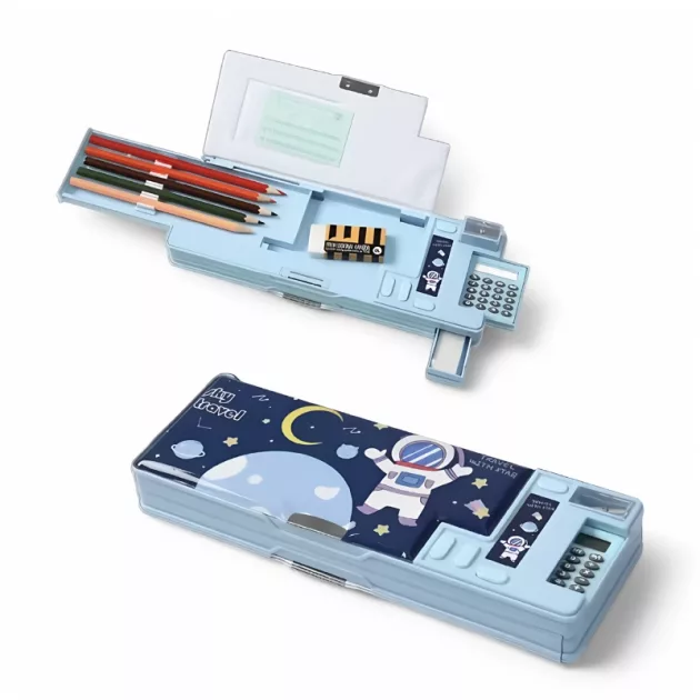 pencil case, pencil case with calculator, pencil sharpener