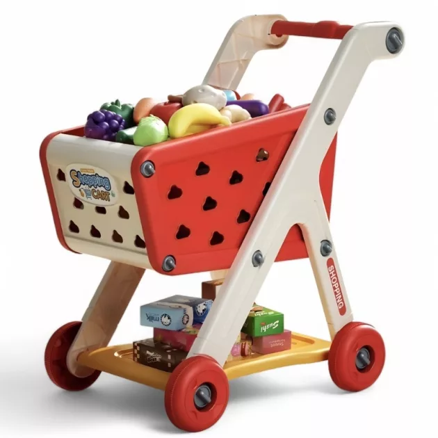 shopping cart toy, play shop toy, grocery cart toy