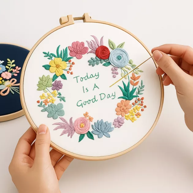 embroidery kit, flower embroidery kit, embroidery starter kit, embroidery hoop