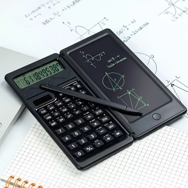 foldable calculator, solar calculator, calculator with notepad