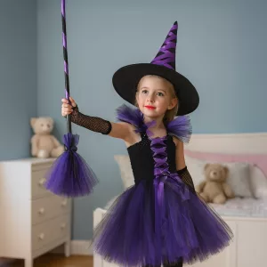 Costume da strega con scopa per bambini