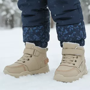 Sneaker stivaletti caldi in peluche scarpe invernali termiche antiscivolo con suola spessa per bambini