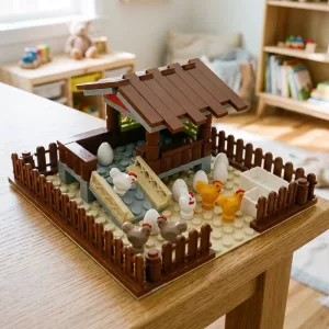 Set Costruzioni Fattoria con Pollaio Animali Blocchi per Bambini