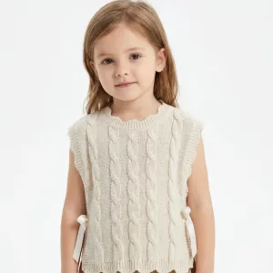 Adorabile gilet senza maniche in cotone lavorato a maglia per bambini