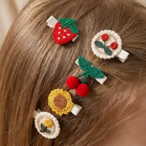 Set di 10 fermagli per capelli estivi ricamati e carini per bambini