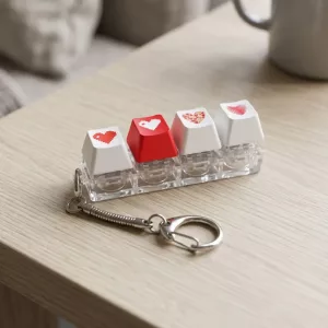 heart keychain, fidget keychain, keyboard keychain