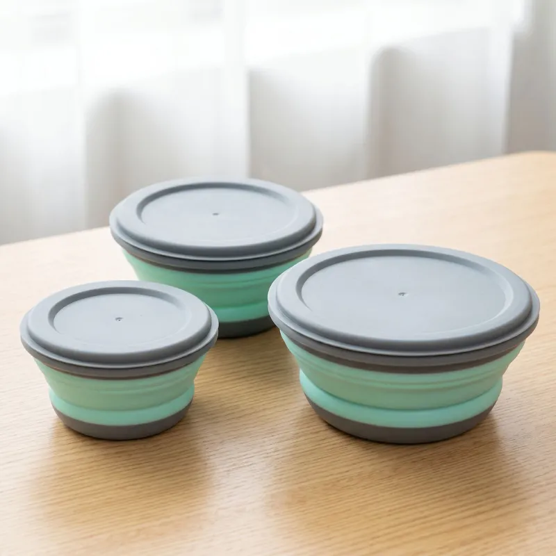 Set da 3 contenitori pranzo portatili e pieghevoli per bambini